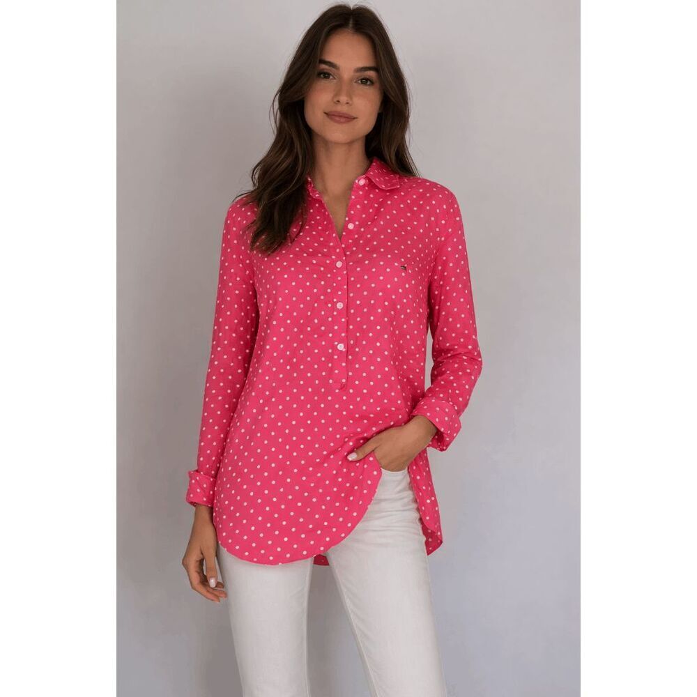 Tommy Hilfiger Women's Pink Cotton Easy Care Popover Shirt XS